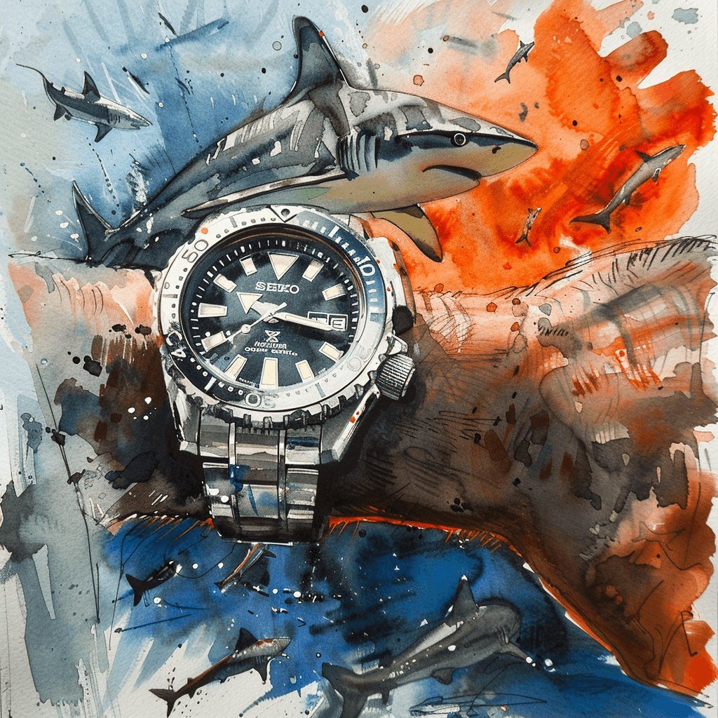 Watercolor by Mark of a dive watch